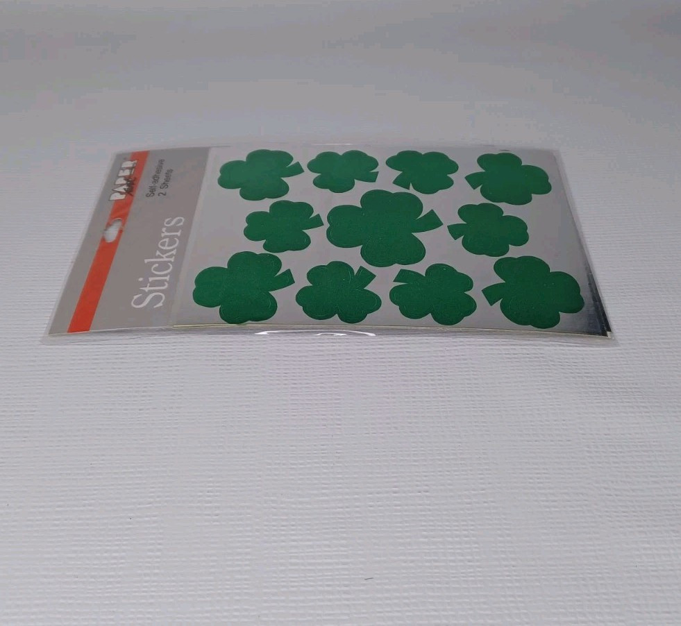 Vintage Paper Art Shamrock Stickers 22 Shiny Foil Sticker St. Patrick’s Day