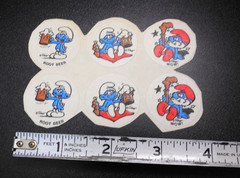 Vintage 80s Peyo Smurf Scratch & Sniff Matte Stickers 6 pcs *Root Beer* NOS READ