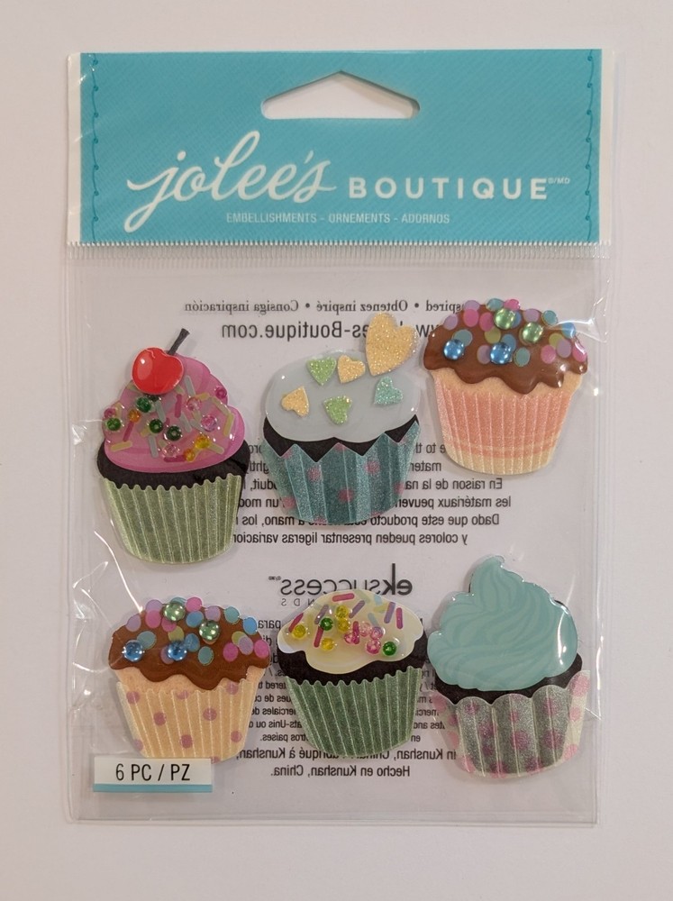 Jolee’s Vellum Cupcakes Birthday Food Dessert Scrapbooking Stickers