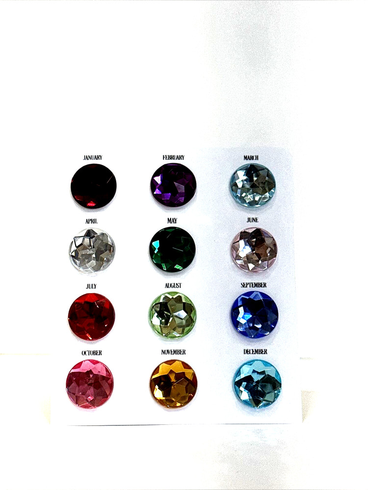 12 GEMSTONE STICKERS BIRTHSTONES SELF ADHESIVE 3D MIULTICOLOR NEW free SHIP