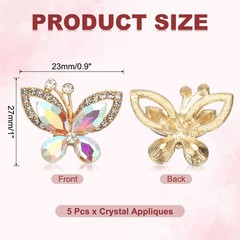 5Pcs Butterfly Rhinestone, Crystal Butterflies for Crafts, Ab Color