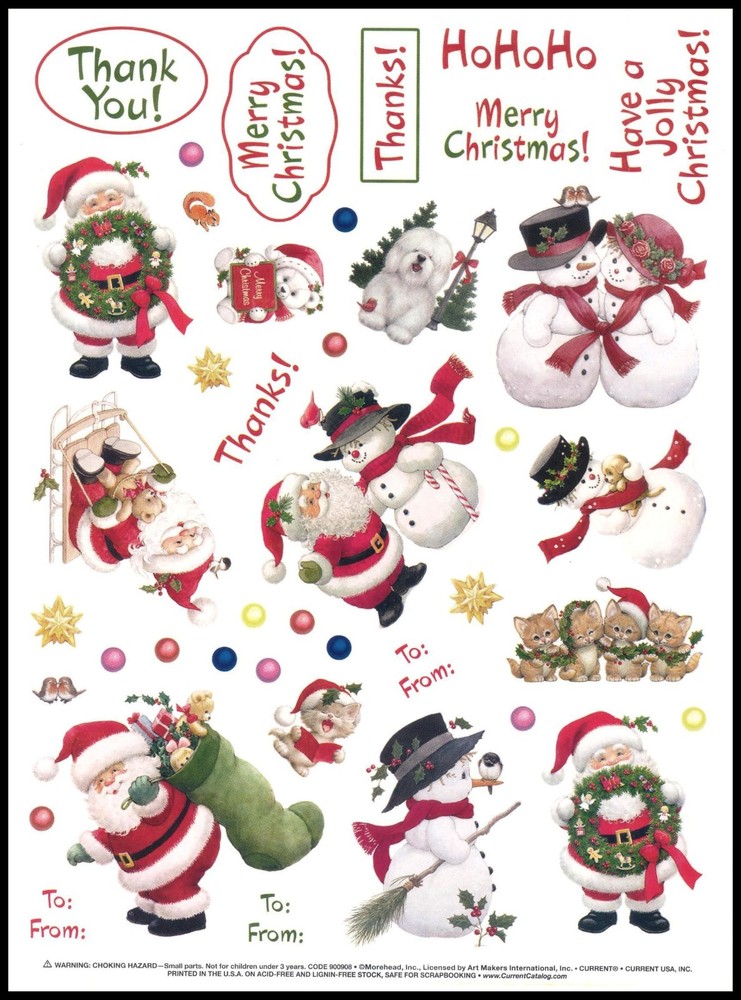 Stickers – Bear Bird Cat Dog Santa Snowman Squirrel – Christmas CL125