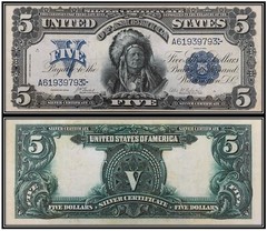 $5 Five Dollar 1899 Silver Certificate (US CURRENCY STICKERS) Lot Of 5