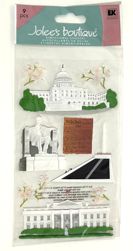 Washington DC Capitol Lincoln Jolee’s Boutique Dimensional Stickers New in Pack