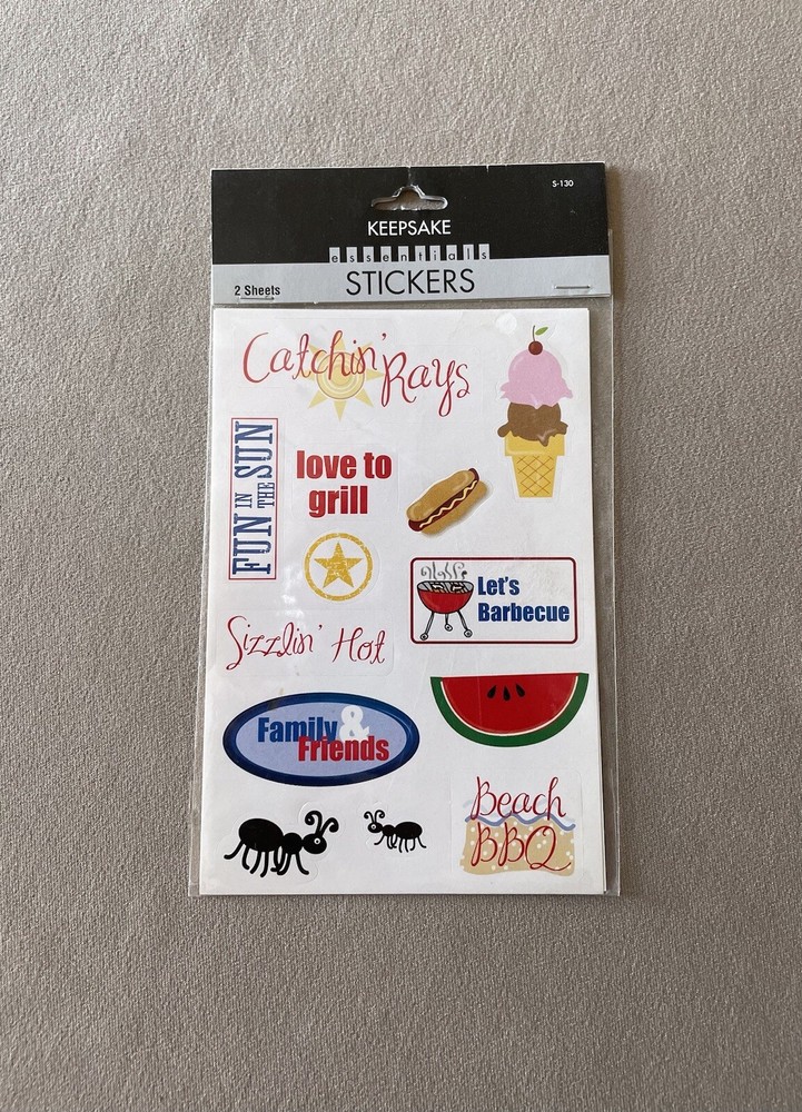 2 Sheets Keepsake Essentials Summer Stickers~Includes 27 Stickers~New In Package