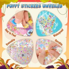 3200+ 3D Puffy Stickers for Kids in Box, 64 Sheets Cute Animal Stickers Bulk