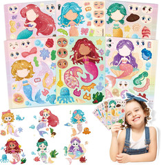 48 Sheets Glitter Mermaid Crafts Stickers for Kids Birthday Party Decorations