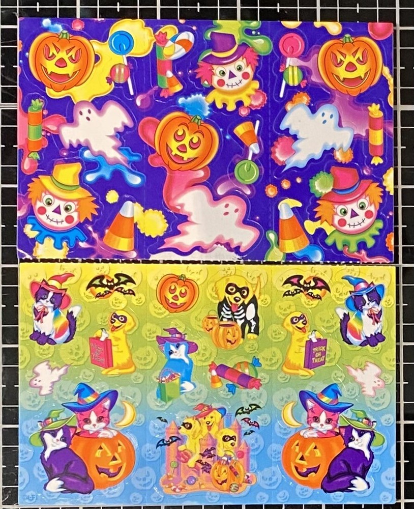 Lisa Frank HALLOWEEN STICKERS kitty puppy jack o’lantern witch ghost bat spooky