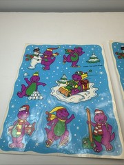 Vintage Barney The Purple Dinosaur In The Snow Set Of 2 Sticker Sheets