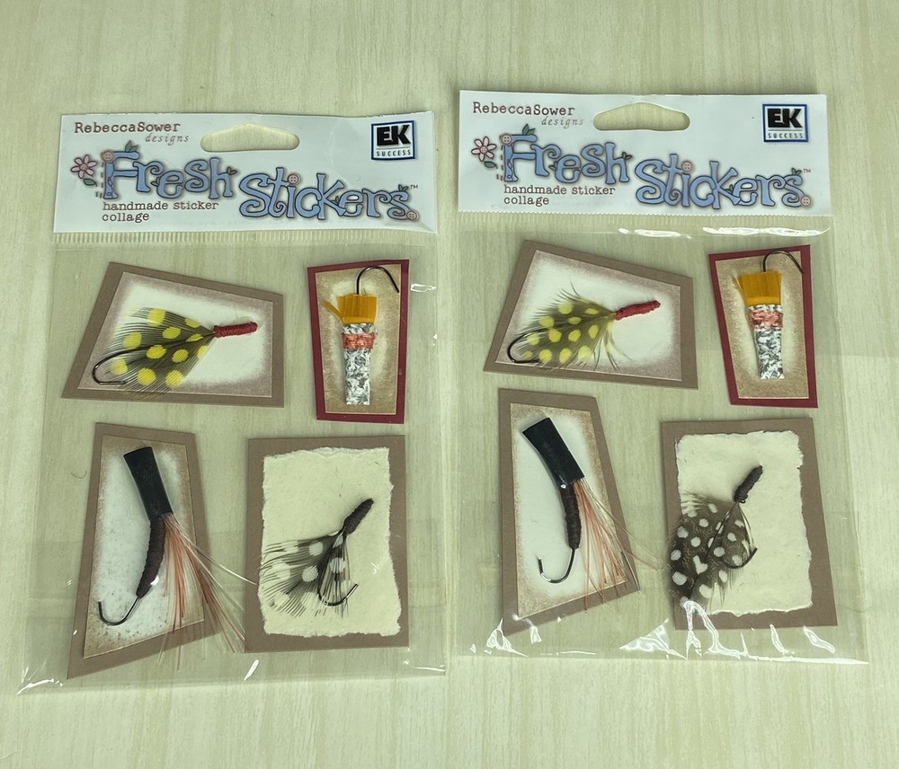 Rebecca Sower Designs A FISH TALE Lures Fishing Fresh Collage Sticker Pkg Qty 2