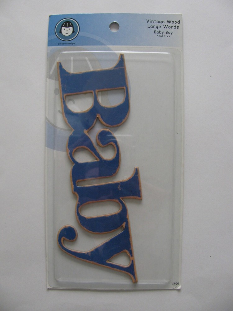 Lil Davis Designs Vintage Wood Large Words BABY BOY 1 Piece NIP