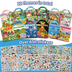 12 Set Reusable Sticker Books for Toddlers 2-4, 3D Puffy Stickers, Party Favors