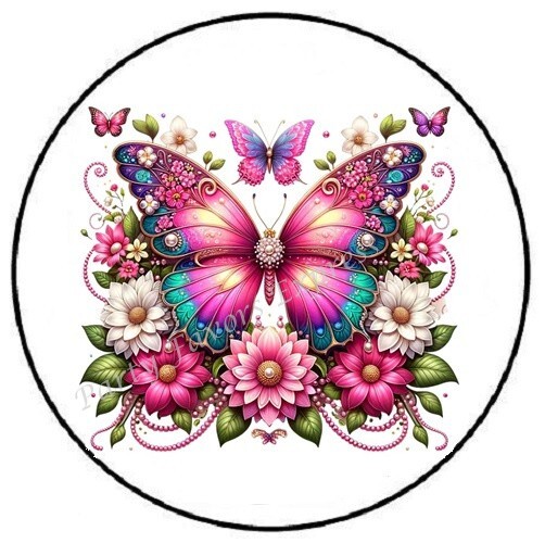 PINK JEWELED BUTTERFLY ENVELOPE SEALS LABELS STICKERS PARTY FAVORS
