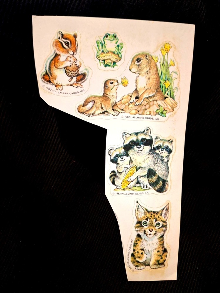 Vintage Hallmark Stickers Sheet Woodland Animals Unused Cut Single Sheet 1983