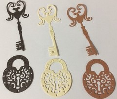 LOCK & KEY Die-Cuts(6pc) Victorian•Steampunk•Filagree•Card Making •Scrapbooking•