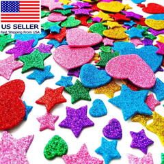 260 Pieces Colorful Glitter Foam Stickers Self Adhesive Stars Mini Heart Shapes
