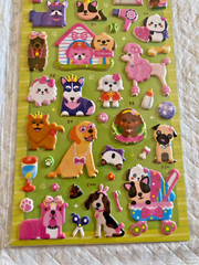 Dog Lovers Doggies Galore Puffy Stickers Korean with Template