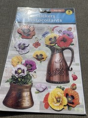 Jot Pop-Up Stickers Pansy Floral Copper Pitcher Butterfly Glitter Flowers NEW