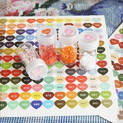 Sticker Label Set, Heart Labels Colored Number Stickers, Art Storage2221