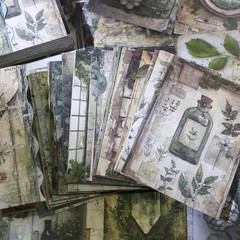 160 Sheets Vintage Flower Scrapbook Paper Green Collage Flowers No Repeating Pat