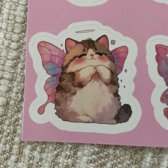 18 Angel Cat Stickers 1.6” Pastel Fairy Kitten Waterproof Decals