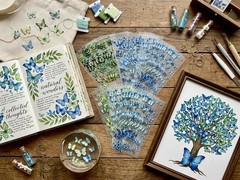 Clearance: 40 Ultimate Blue & Green Butterfly Sticker Sheets (PET, 60x175mm)