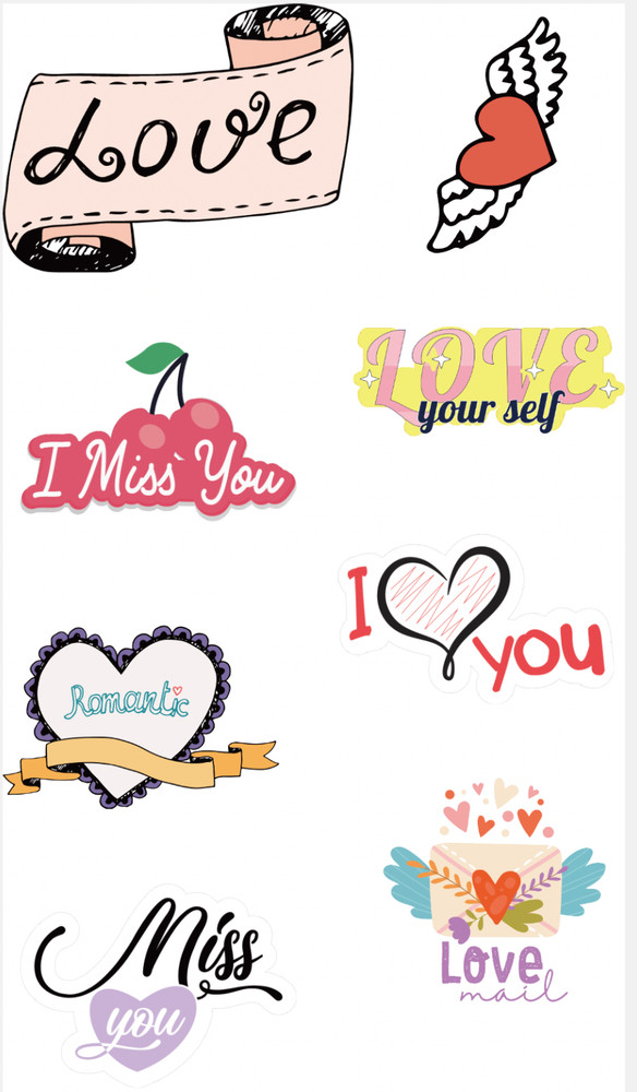 Love Stickers Romantic Decals Valentines Day Journal Planner Gift 8 Designs