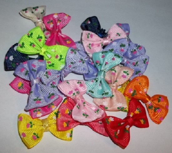 New 20 Floral Printed Bows Craft Scrapbooking etc. Embellishment New