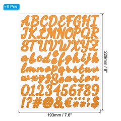 Alphabet Letters Numbers Stickers, Self Adhesive Cursive, Orange 6 Sheets