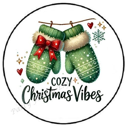 COZY CHRISTMAS VIBES ENVELOPE SEALS LABELS STICKERS PARTY FAVORS