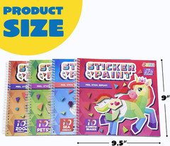 4 Pack Sticker Paint Books for Kids Travel Crafts Safari Unicorn Sea Animals Set