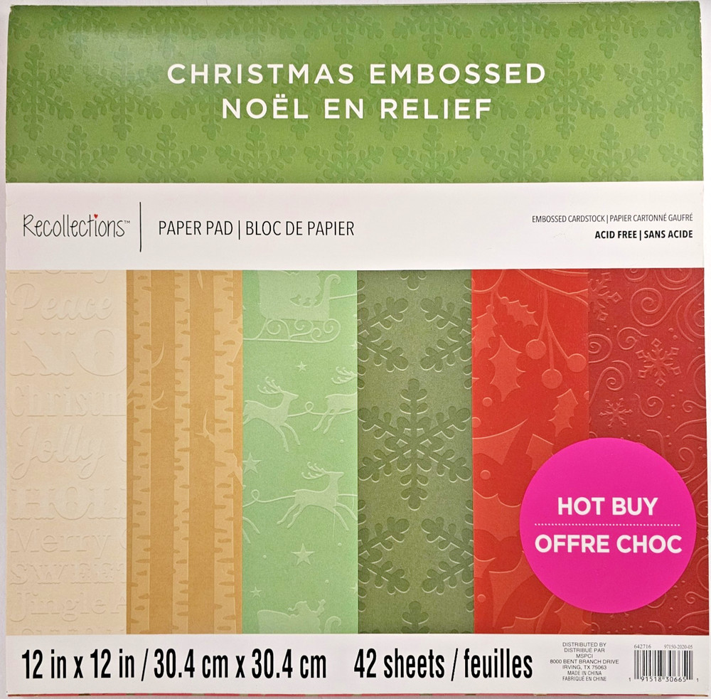 Christmas 12″x12″ Embossed Card Stock 40 Sheets ~ Scrapbooking ~ Craft (Opened)