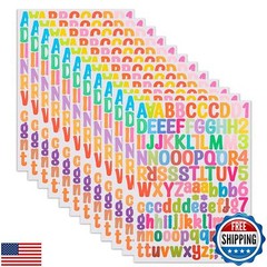 12 Sheets Alphabet Number Stickers 1512 Pieces Alphabet Stickers 1 inch Vinyl