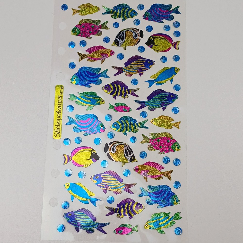 Stickopotamus Binder Stickers MT-44 Glitter Reflective Foil Various Mixed Fish