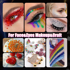 9 Sheets Face Rhinestones and Pearl Stickers Set 1, Rainbow Mixed Shape Self Adh