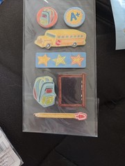 Vintage School Bus 3D Sticker Scrapbook Lot 6pc Freds MAMBI Paper House Kit