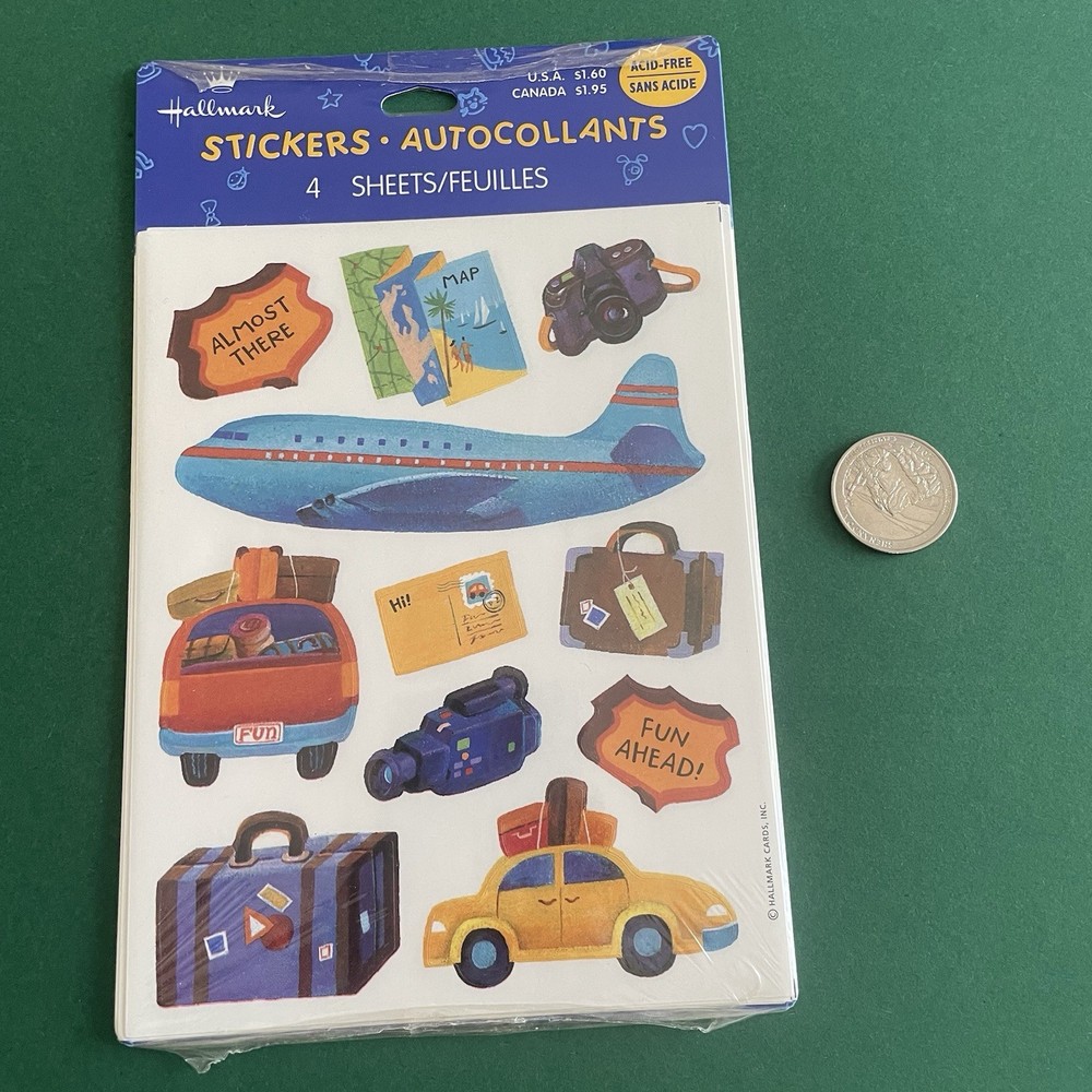 Vintage Hallmark Travel Vacation Transportation Road Trip Luggage Stickers