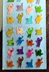 Rare Vintage SANDYLION Mother of Pearl MINI MONKEYS Stickers (1 Sheet)