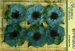 ANENOME Mix TEAL BLUE 6 Fabric Flowers 50-55mm with Black Centre Botanica Pet DA