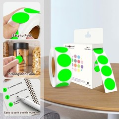 4 Rolls 4000PCS 1″ Round Fluorescent Green Circle Dot Labels for Home & Office