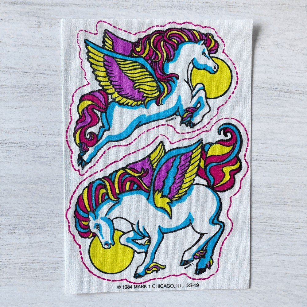 Vintage Mark 1 Scratch N Sniff 80s Iron-On Patch, Unicorn Raspberry Scent
