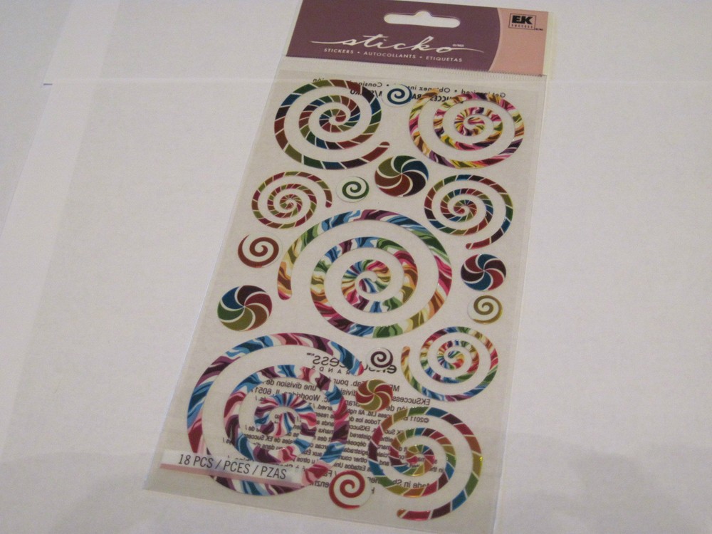 Scrapbooking Stickers Sticko Swirls Twirls Colorful Round Different Sizes Colors