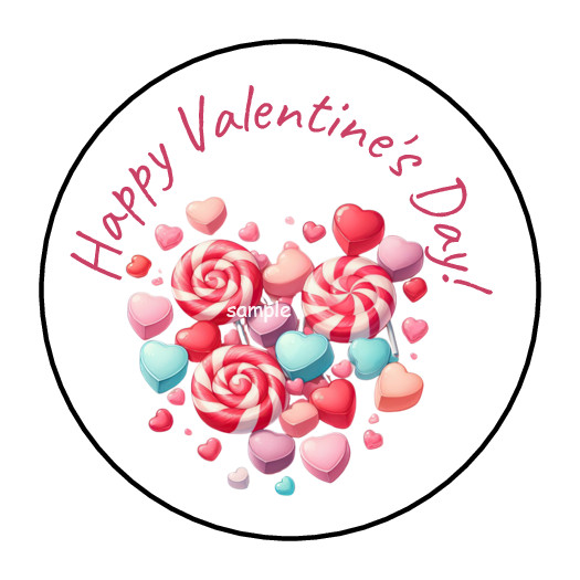 30 VALENTINE’S CANDY HEART ENVELOPE SEALS STICKERS LABELS TAGS 1.5″ ROUND