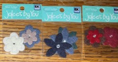 Lot #4 – 3 Jolees Mini Flowers Red White Blue Brown Scrapbook Felt Embellishment