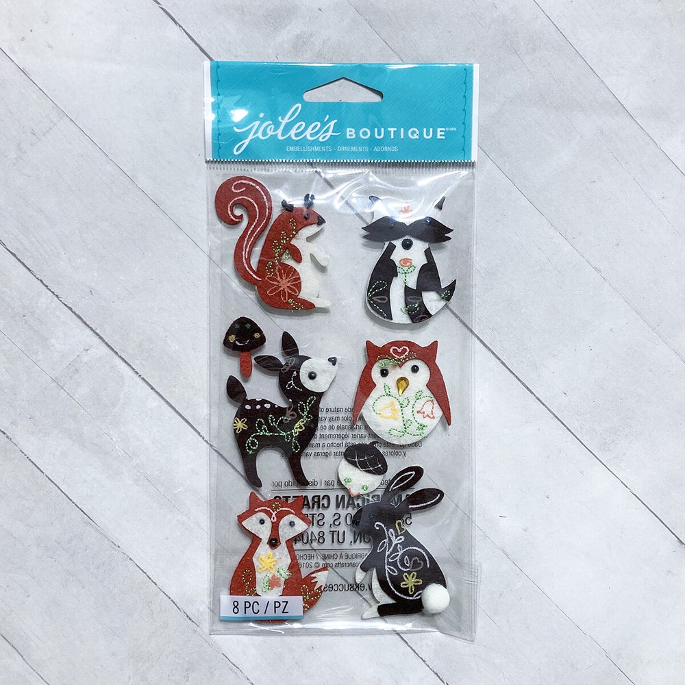 Jolees Woodland Animal Felt Stickers Scrapbook Embellishments Fall Winter