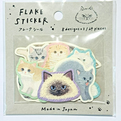 Cute Cat Flake Sticker Set 24pcs Kawaii Cats Japan Stationery