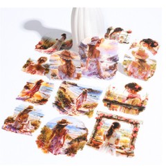 Vintage Girls Lady Transparent Stickers Bullet Journal Diary Decorative Crafts