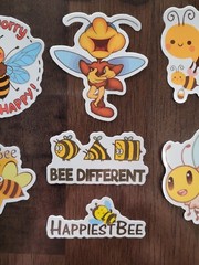 STICKERS x 10 Honey Bee Positive Apiculture Beehive Cartoon Sticker BEH3