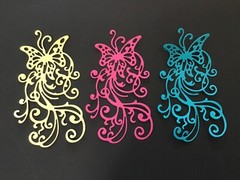 “Butterfly Lace” die cut embellishments 6 pcs 4-1/4” x 2-1/4” choose color