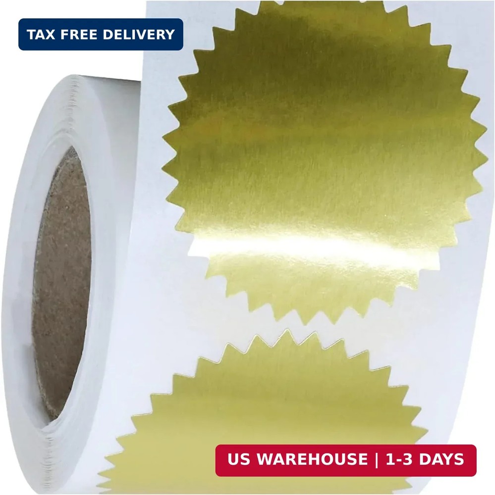 200+ Pcs 2 Inch Embossing Stickers Gold Metallic Seals Certificate Sealing Label